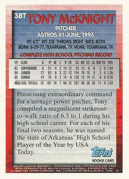 1995 Topps Traded & Rookies #38T Tony McKnight Back