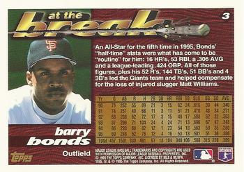 1995 Topps Traded & Rookies #3 Barry Bonds Back