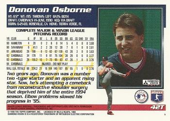 1995 Topps Traded & Rookies #42T Donovan Osborne Back