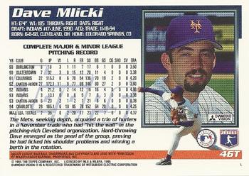 1995 Topps Traded & Rookies #46T Dave Mlicki Back