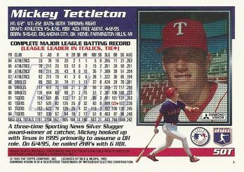1995 Topps Traded & Rookies #50T Mickey Tettleton Back