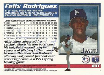 1995 Topps Traded & Rookies #63T Felix Rodriguez Back