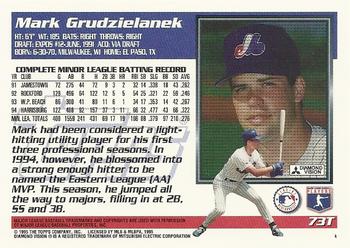 1995 Topps Traded & Rookies #73T Mark Grudzielanek Back