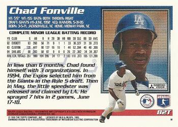 1995 Topps Traded & Rookies #82T Chad Fonville Back