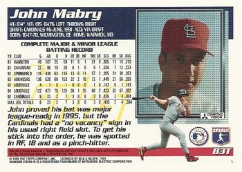 1995 Topps Traded & Rookies #83T John Mabry Back