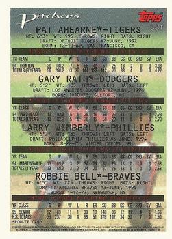 1995 Topps Traded & Rookies #88T Pat Ahearne / Gary Rath / Larry Wimberly / Robbie Bell Back