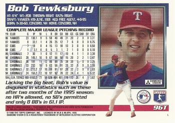 1995 Topps Traded & Rookies #96T Bob Tewksbury Back