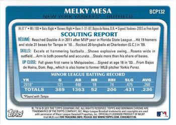 2011 Bowman Chrome - Prospects #BCP132 Melky Mesa Back