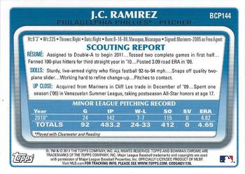 2011 Bowman Chrome - Prospects #BCP144 J.C. Ramirez Back