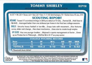 2011 Bowman Chrome - Prospects #BCP150 Tommy Shirley Back