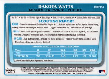 2011 Bowman Chrome - Prospects #BCP154 Dakota Watts Back