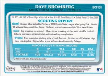 2011 Bowman Chrome - Prospects #BCP158 Dave Bromberg Back