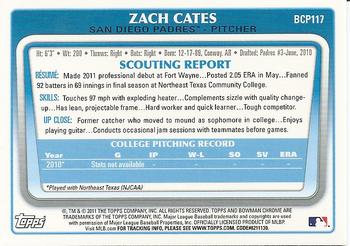 2011 Bowman Chrome - Prospects #BCP117 Zach Cates Back