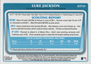 2011 Bowman Chrome - Prospects Green X-Fractors #BCP124 Luke Jackson Back