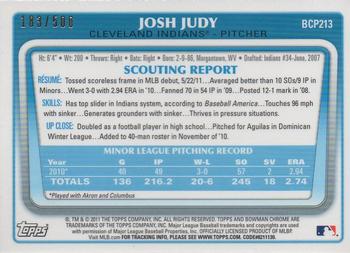 2011 Bowman Chrome - Prospects Refractors #BCP213 Josh Judy Back