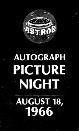 1966 Houston Astros Autograph Picture Night Photos #NNO Header Card Front