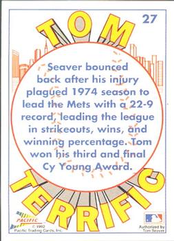 1992 Pacific Tom Seaver #27 Tom Seaver Back
