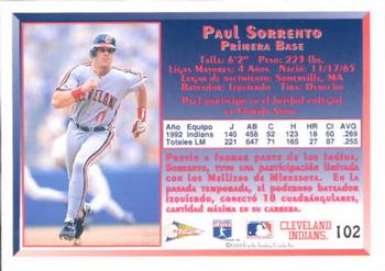 1993 Pacific Spanish #102 Paul Sorrento Back