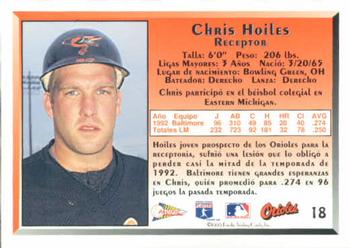 1993 Pacific Spanish #18 Chris Hoiles Back