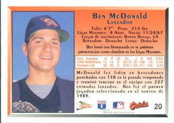 1993 Pacific Spanish #20 Ben McDonald Back