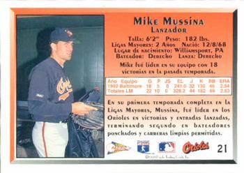 1993 Pacific Spanish #21 Mike Mussina Back
