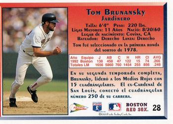 1993 Pacific Spanish #28 Tom Brunansky Back