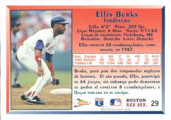 1993 Pacific Spanish #29 Ellis Burks Back