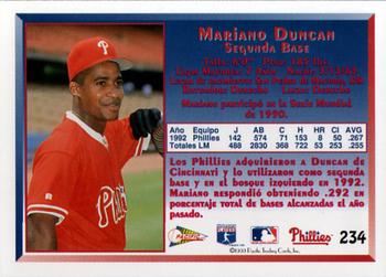 1993 Pacific Spanish #234 Mariano Duncan Back