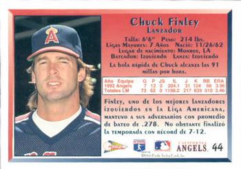 1993 Pacific Spanish #44 Chuck Finley Back