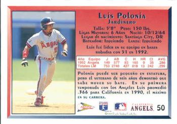 1993 Pacific Spanish #50 Luis Polonia Back