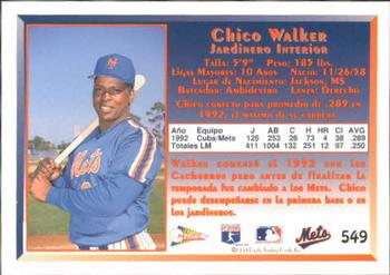 1993 Pacific Spanish #549 Chico Walker Back