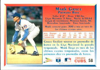 1993 Pacific Spanish #58 Mark Grace Back