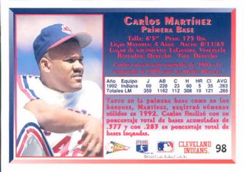 1993 Pacific Spanish #98 Carlos Martinez Back