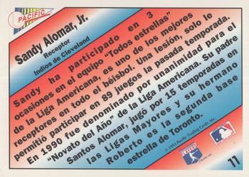 1993 Pacific Spanish - Gold Estrellas #11 Sandy Alomar Jr. Back