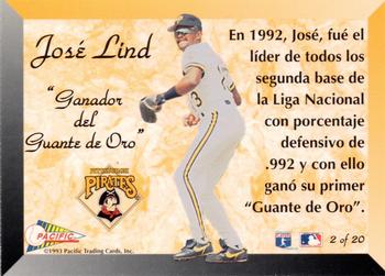1993 Pacific Spanish - Prism Inserts #2 Jose Lind Back