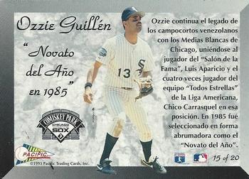 1993 Pacific Spanish - Prism Inserts #15 Ozzie Guillen Back