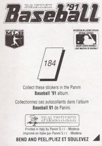1991 Panini Stickers (Canada) #184 Dave Winfield Back