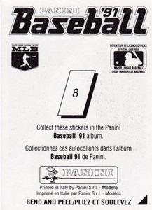 1991 Panini Stickers (Canada) #8 Casey Candaele Back