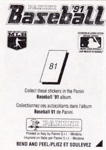 1991 Panini Stickers (Canada) #81 Howard Johnson Back