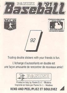 1991 Panini Stickers (Canada) #92 Roberto Alomar Back
