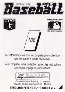 1991 Panini Stickers (Canada) #188 Jim Abbott Back