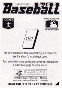 1991 Panini Stickers (Canada) #192 Mark McGwire Back