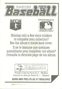 1992 Panini Stickers (Canadian) #286 Tony Gwynn Back
