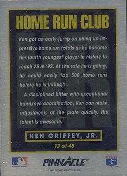 1993 Pinnacle Home Run Club #13 Ken Griffey Jr. Back