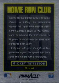 1993 Pinnacle Home Run Club #18 Mickey Tettleton Back