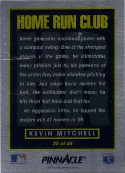 1993 Pinnacle Home Run Club #23 Kevin Mitchell Back
