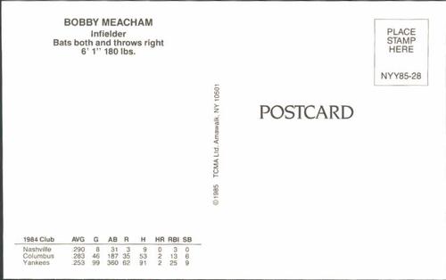 1985 TCMA New York Yankees Postcards #NYY85-28 Bobby Meacham Back