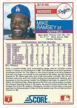 1988 Score - Glossy #267 Mike Ramsey Back