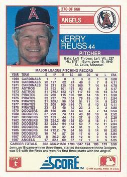 1988 Score - Glossy #270 Jerry Reuss Back