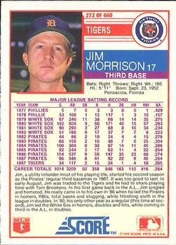 1988 Score - Glossy #272 Jim Morrison Back